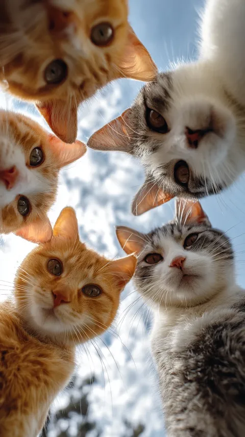 Котята смотрят в камеру снизу